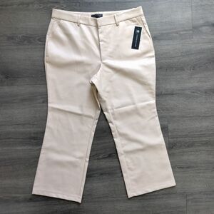 Bagatelle Collection Faux Leather Cropped Kick Flare Beige Pants Women's XL NWT